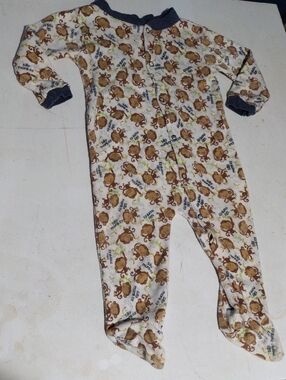Fisher-Price Vintage Cream Monkey Print Footed One-Piece with Brown Accents